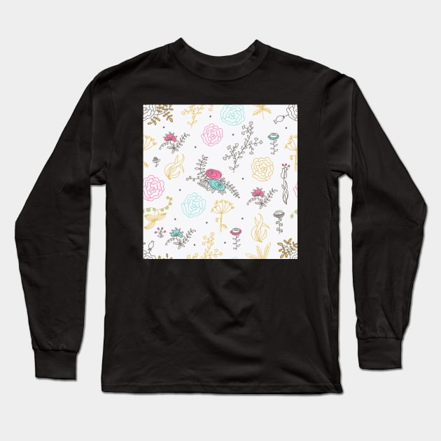 Elegance Seamless pattern with flowers Long Sleeve T-Shirt by Olga Berlet